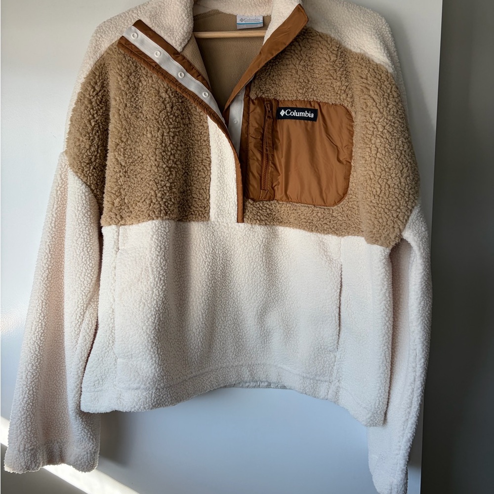 Columbia Cozy Women’s Lodge Sherpa Pullover Fleece In Chalk Beach